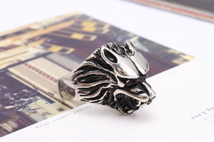 Titanium steel ring men's retro wolf head ring Wholesale | EaseWholesale