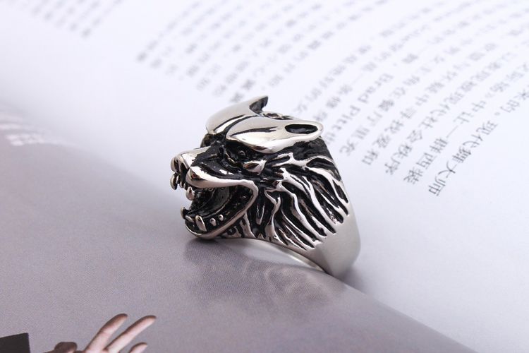 Titanium steel ring men's retro wolf head ring Wholesale | EaseWholesale 3