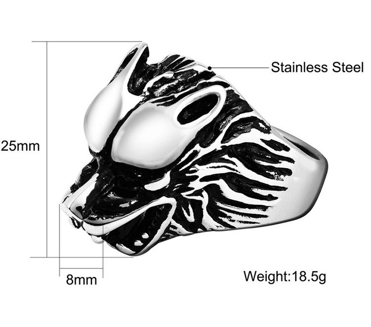 Titanium steel ring men's retro wolf head ring Wholesale | EaseWholesale 4