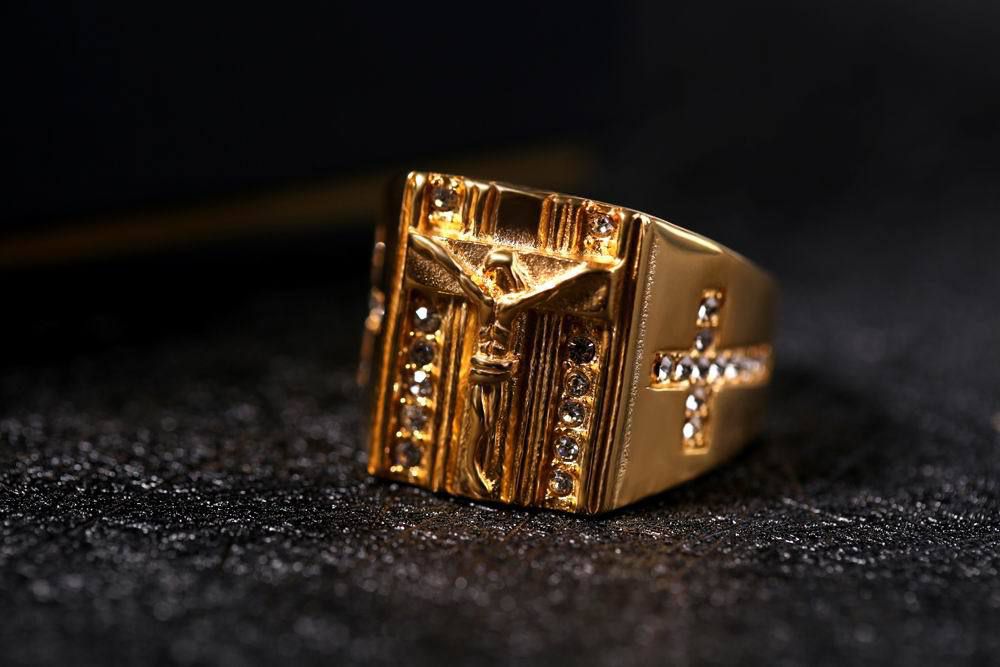 Punk Jesus Ring 18K Gold Plated with CZ Titanium Steel Ring | EaseWholesale 3 Punk Jesus Ring 18K Gold Plated with CZ Titanium Steel Ring | EaseWholesale 3