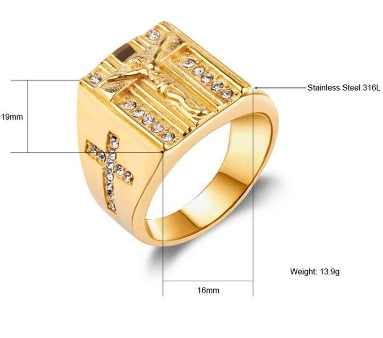 Punk Jesus Ring 18K Gold Plated with CZ Titanium Steel Ring | EaseWholesale 4 Punk Jesus Ring 18K Gold Plated with CZ Titanium Steel Ring | EaseWholesale 4