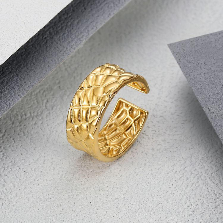 Adjustable Diamond Checkered Opening Elegant Titanium Women's Ring | EaseWholesale 0 Adjustable Diamond Checkered Opening Elegant Titanium Women's Ring | EaseWholesale 0