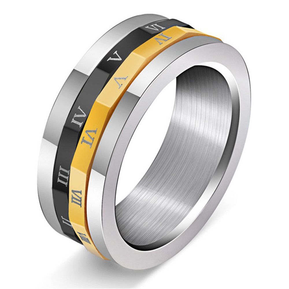 Wholesale Rotating Roman Numerals Titanium Men's Stainless Steel Ring | EaseWholesale 0 Wholesale Rotating Roman Numerals Titanium Men's Stainless Steel Ring | EaseWholesale 0