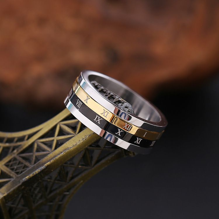 Wholesale Rotating Roman Numerals Titanium Men's Stainless Steel Ring | EaseWholesale 1 Wholesale Rotating Roman Numerals Titanium Men's Stainless Steel Ring | EaseWholesale 1