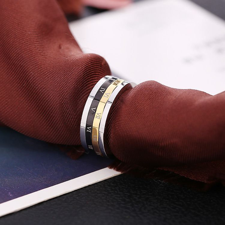 Wholesale Rotating Roman Numerals Titanium Men's Stainless Steel Ring | EaseWholesale 2 Wholesale Rotating Roman Numerals Titanium Men's Stainless Steel Ring | EaseWholesale 2