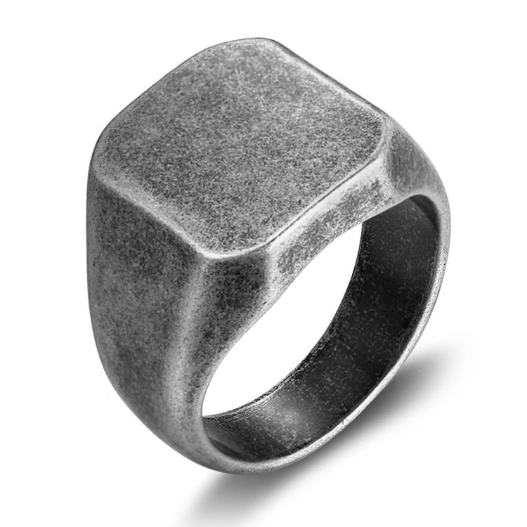 Retro Nostalgic Glossy Titanium Stainless Steel Men's Ring | EaseWholesale