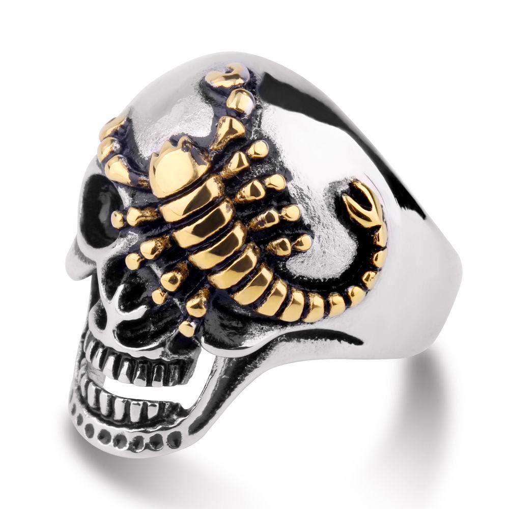 Punk Retro Bully Gold Scorpion Skull Wholesale  Titanium Steel Men's Ring | EaseWholesale 0 Punk Retro Bully Gold Scorpion Skull Wholesale  Titanium Steel Men's Ring | EaseWholesale 0