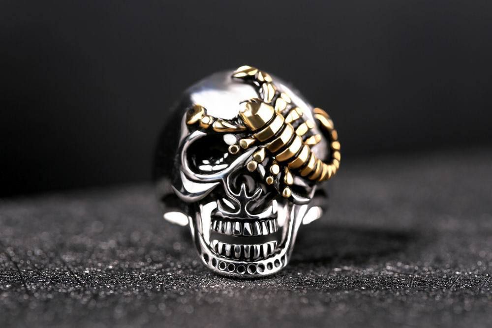 Punk Retro Bully Gold Scorpion Skull Wholesale  Titanium Steel Men's Ring | EaseWholesale 1 Punk Retro Bully Gold Scorpion Skull Wholesale  Titanium Steel Men's Ring | EaseWholesale 1