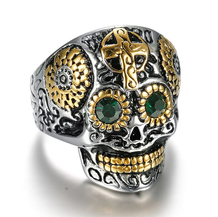 Crucifix Punk Style Skull Bully Men's Vintage Titanium Rings | EaseWholesale