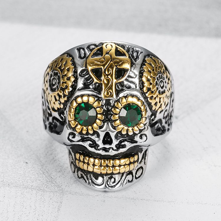 Crucifix Punk Style Skull Bully Men's Vintage Titanium Rings | EaseWholesale