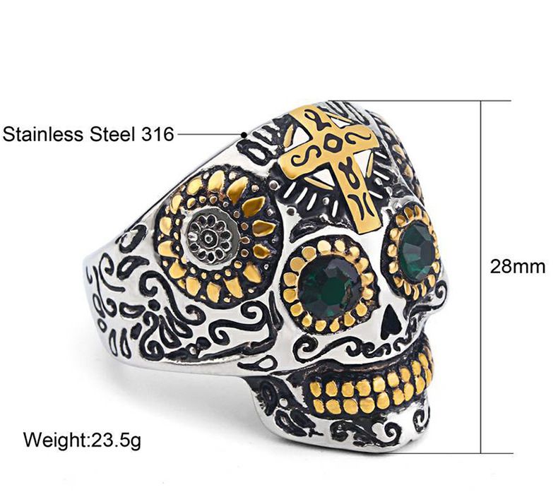 Crucifix Punk Style Skull Bully Men's Vintage Titanium Rings | EaseWholesale 3 Crucifix Punk Style Skull Bully Men's Vintage Titanium Rings | EaseWholesale 3