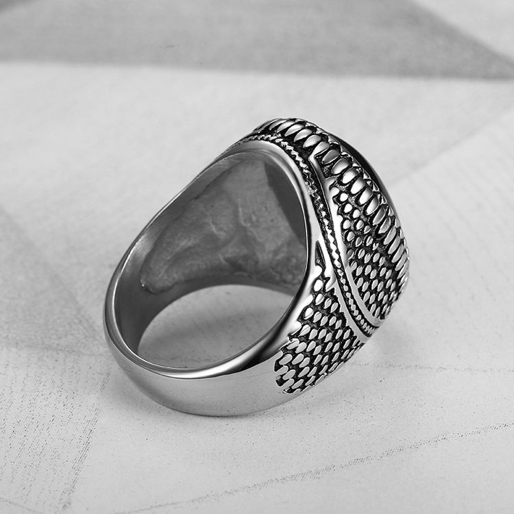 Hip Hop Punk Black Gemstone Vintage Men's Titanium Steel Ring | EaseWholesale 2 Hip Hop Punk Black Gemstone Vintage Men's Titanium Steel Ring | EaseWholesale 2