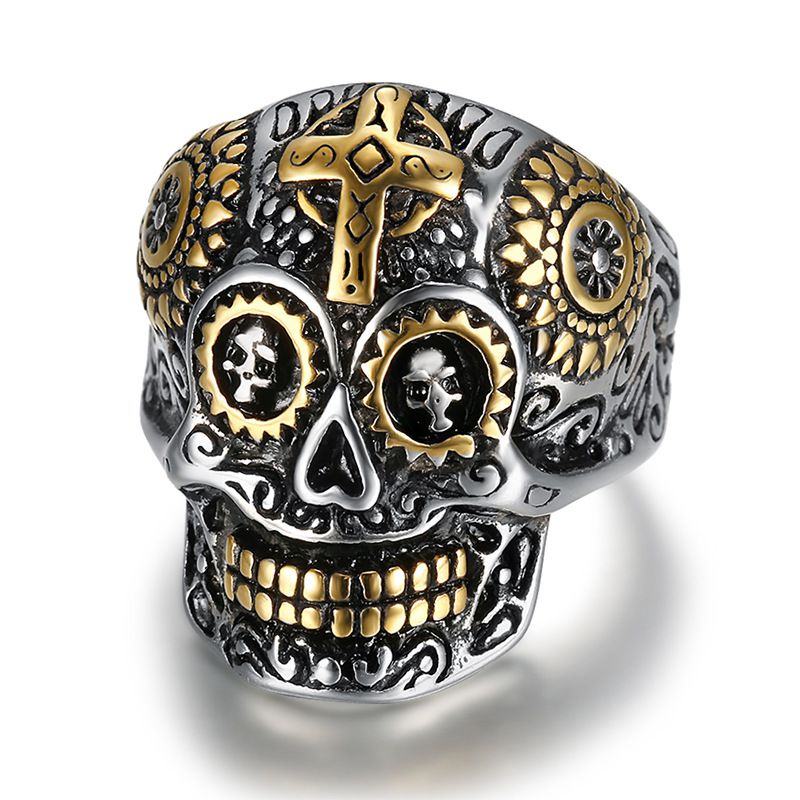 Punk Style Skull 316 Stainless Steel Men's Cross Ring | EaseWholesale 0 Punk Style Skull 316 Stainless Steel Men's Cross Ring | EaseWholesale 0