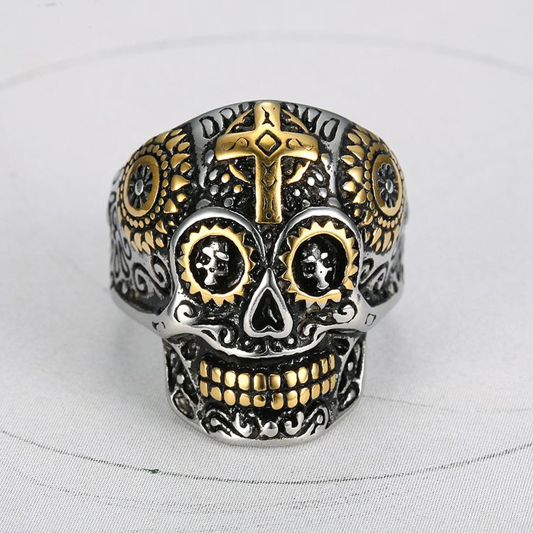 Punk Style Skull 316 Stainless Steel Men's Cross Ring | EaseWholesale 2 Punk Style Skull 316 Stainless Steel Men's Cross Ring | EaseWholesale 2