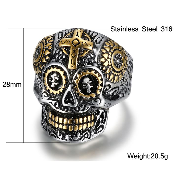 Punk Style Skull 316 Stainless Steel Men's Cross Ring | EaseWholesale 3 Punk Style Skull 316 Stainless Steel Men's Cross Ring | EaseWholesale 3