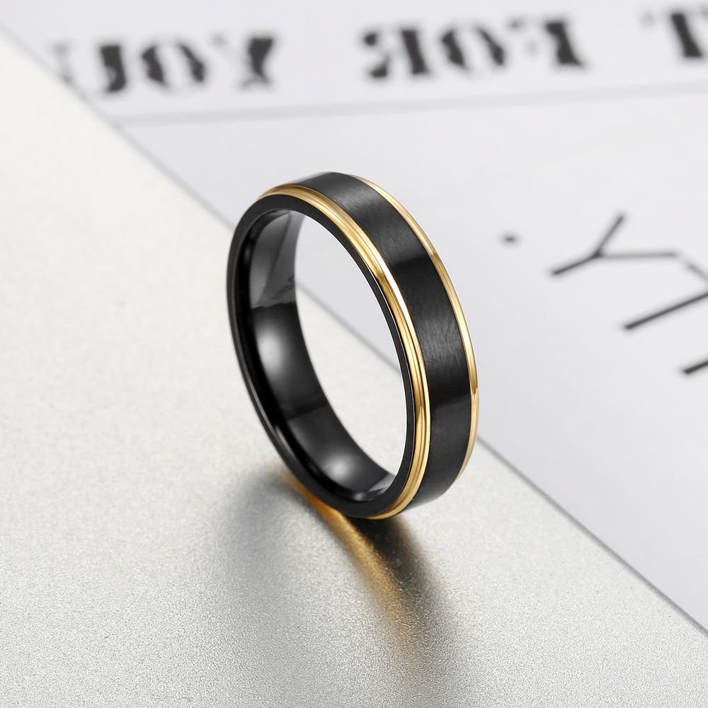 Fashion Men's Titanium Steel Brushed Black Gold Ring Wholesale | EaseWholesale 1 Fashion Men's Titanium Steel Brushed Black Gold Ring Wholesale | EaseWholesale 1