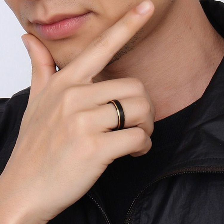 Fashion Men's Titanium Steel Brushed Black Gold Ring Wholesale | EaseWholesale 2 Fashion Men's Titanium Steel Brushed Black Gold Ring Wholesale | EaseWholesale 2