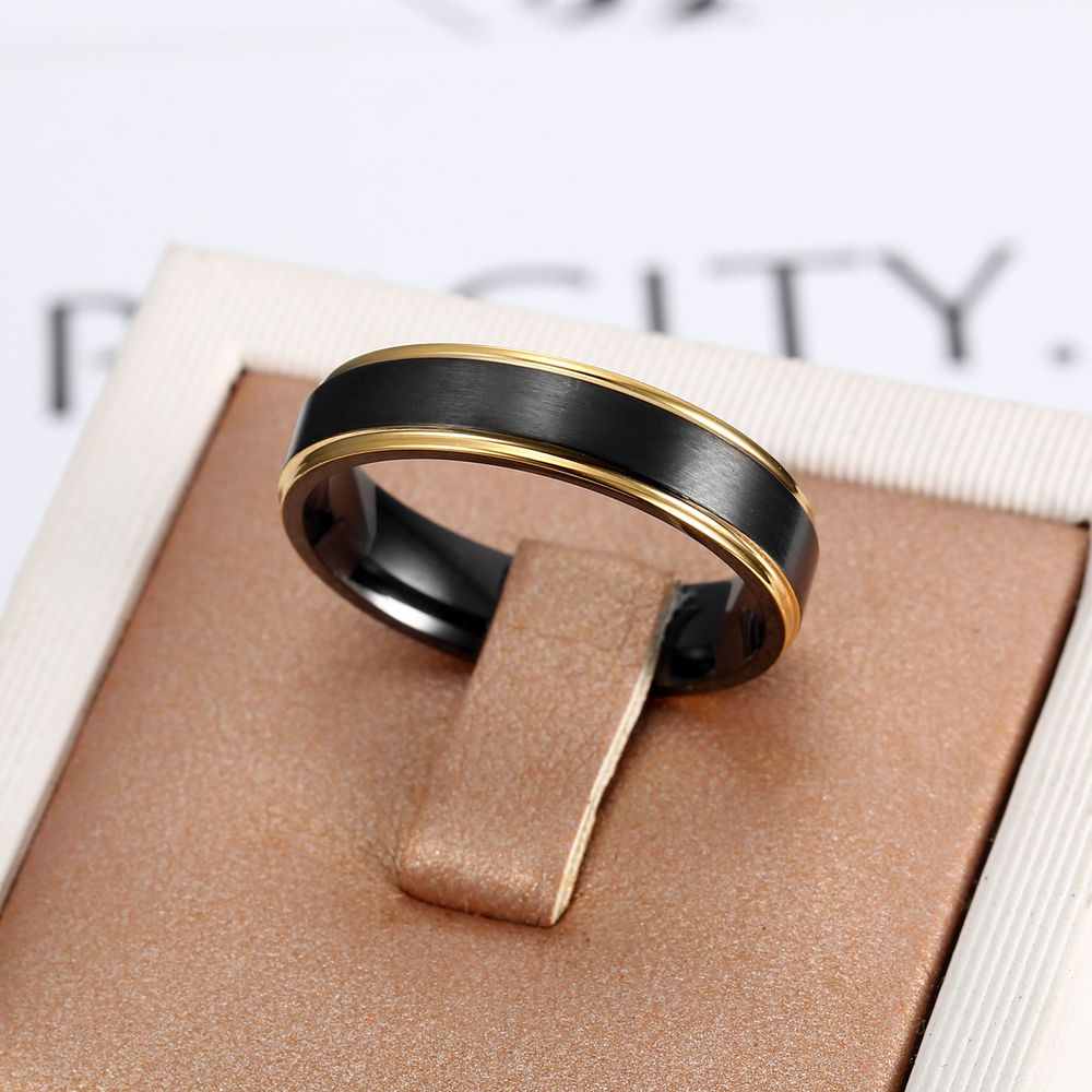 Fashion Men's Titanium Steel Brushed Black Gold Ring Wholesale | EaseWholesale 3 Fashion Men's Titanium Steel Brushed Black Gold Ring Wholesale | EaseWholesale 3