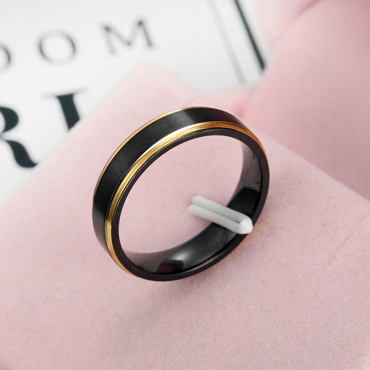 Fashion Men's Titanium Steel Brushed Black Gold Ring Wholesale | EaseWholesale 5 Fashion Men's Titanium Steel Brushed Black Gold Ring Wholesale | EaseWholesale 5