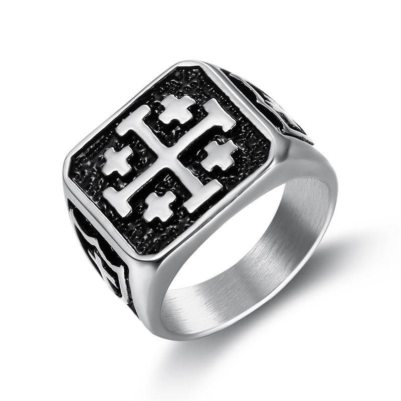 Hip Hop Street Vintage Men's 316L Titanium Cross Ring | EaseWholesale 0 Hip Hop Street Vintage Men's 316L Titanium Cross Ring | EaseWholesale 0