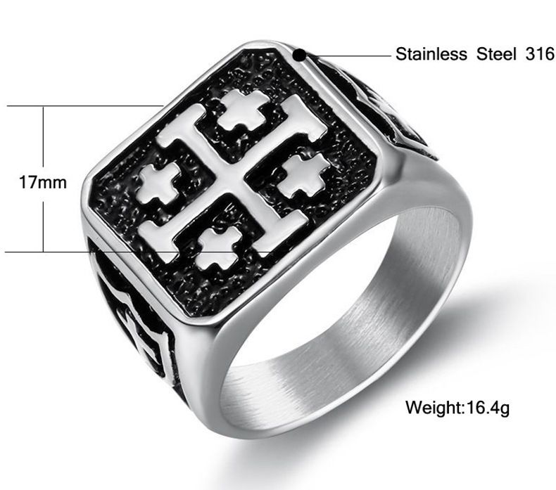 Hip Hop Street Vintage Men's 316L Titanium Cross Ring | EaseWholesale 4 Hip Hop Street Vintage Men's 316L Titanium Cross Ring | EaseWholesale 4