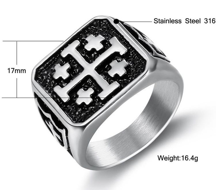 Hip Hop Street Vintage Men's 316L Titanium Cross Ring | EaseWholesale 4 Hip Hop Street Vintage Men's 316L Titanium Cross Ring | EaseWholesale 4