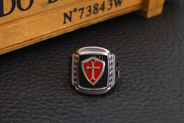 Wholesale Red Cross 316L Stainless Steel Rings for men | EaseWholesale 5 Wholesale Red Cross 316L Stainless Steel Rings for men | EaseWholesale 5