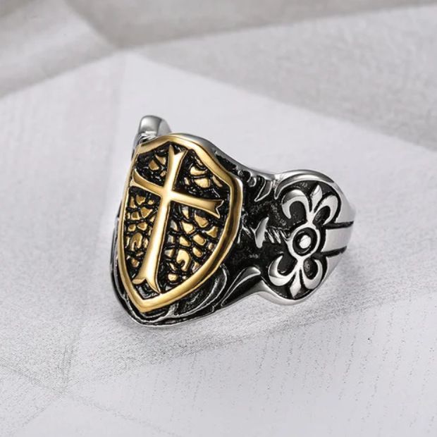 Vintage European cross shield stainless steel men's ring Wholesale | EaseWholesale 1 Vintage European cross shield stainless steel men's ring Wholesale | EaseWholesale 1