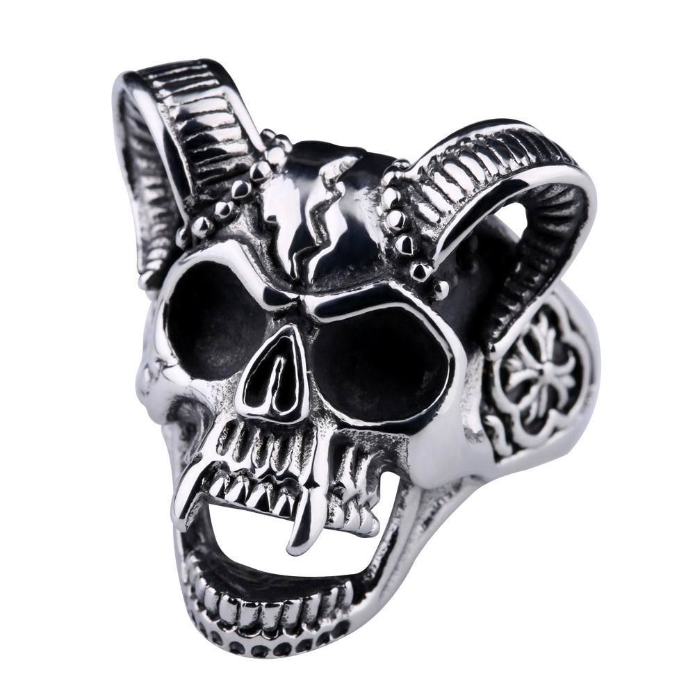 Retro Hip Hop Ram's Horn Titanium Bully Skull Men's Rings | EaseWholesale 0 Retro Hip Hop Ram's Horn Titanium Bully Skull Men's Rings | EaseWholesale 0
