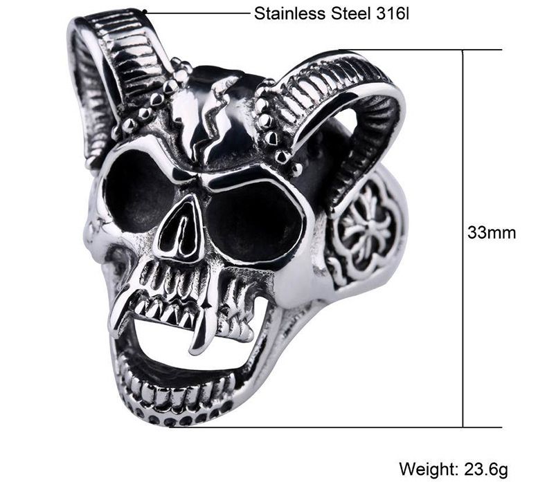 Retro Hip Hop Ram's Horn Titanium Bully Skull Men's Rings | EaseWholesale 4 Retro Hip Hop Ram's Horn Titanium Bully Skull Men's Rings | EaseWholesale 4