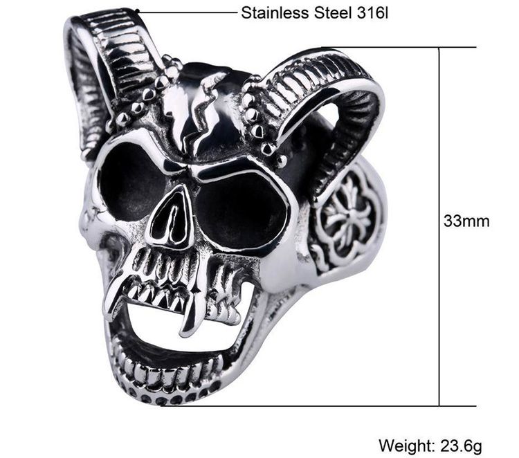 Retro Hip Hop Ram's Horn Titanium Bully Skull Men's Rings | EaseWholesale 4 Retro Hip Hop Ram's Horn Titanium Bully Skull Men's Rings | EaseWholesale 4