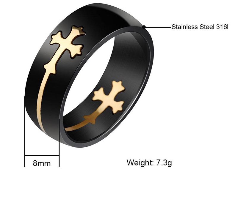 Removable Gold Cross Black Ring Men's Titanium Steel Ring | EaseWholesale 2 Removable Gold Cross Black Ring Men's Titanium Steel Ring | EaseWholesale 2