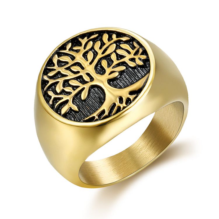 Hip Hop Punk Vintage Tree of Life Men's Stainless Steel Ring | EaseWholesale 0 Hip Hop Punk Vintage Tree of Life Men's Stainless Steel Ring | EaseWholesale 0