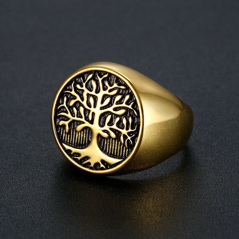 Hip Hop Punk Vintage Tree of Life Men's Stainless Steel Ring | EaseWholesale 1 Hip Hop Punk Vintage Tree of Life Men's Stainless Steel Ring | EaseWholesale 1