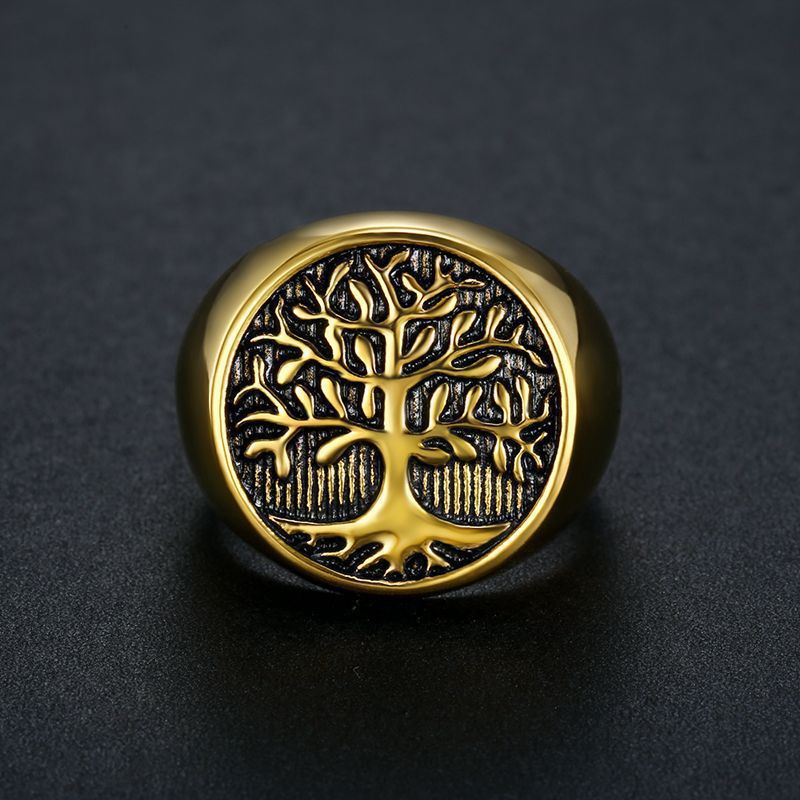 Hip Hop Punk Vintage Tree of Life Men's Stainless Steel Ring | EaseWholesale 3 Hip Hop Punk Vintage Tree of Life Men's Stainless Steel Ring | EaseWholesale 3