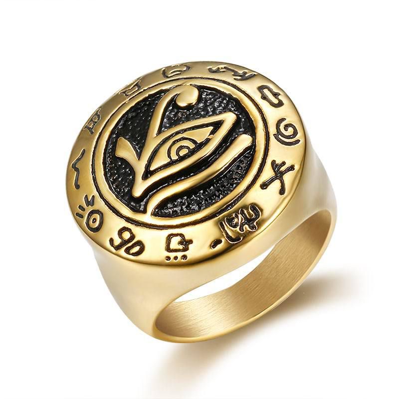 Punk Eagle Head Eye of Horus Men's Stainless Steel Ring Wholesale | EaseWholesale 0 Punk Eagle Head Eye of Horus Men's Stainless Steel Ring Wholesale | EaseWholesale 0