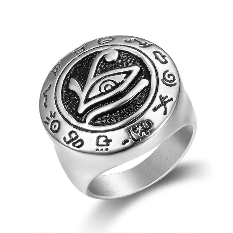 Punk Eagle Head Eye of Horus Men's Stainless Steel Ring Wholesale | EaseWholesale 1 Punk Eagle Head Eye of Horus Men's Stainless Steel Ring Wholesale | EaseWholesale 1