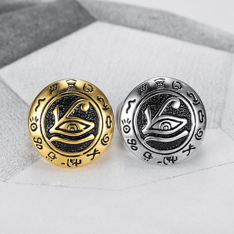 Punk Eagle Head Eye of Horus Men's Stainless Steel Ring Wholesale | EaseWholesale 2 Punk Eagle Head Eye of Horus Men's Stainless Steel Ring Wholesale | EaseWholesale 2