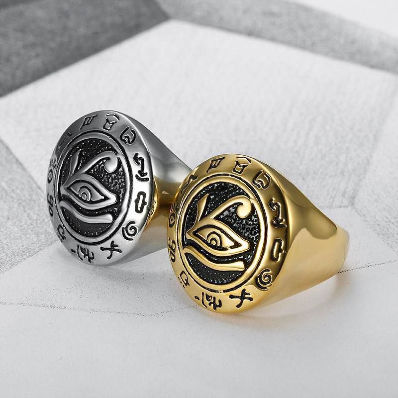 Punk Eagle Head Eye of Horus Men's Stainless Steel Ring Wholesale | EaseWholesale 3 Punk Eagle Head Eye of Horus Men's Stainless Steel Ring Wholesale | EaseWholesale 3