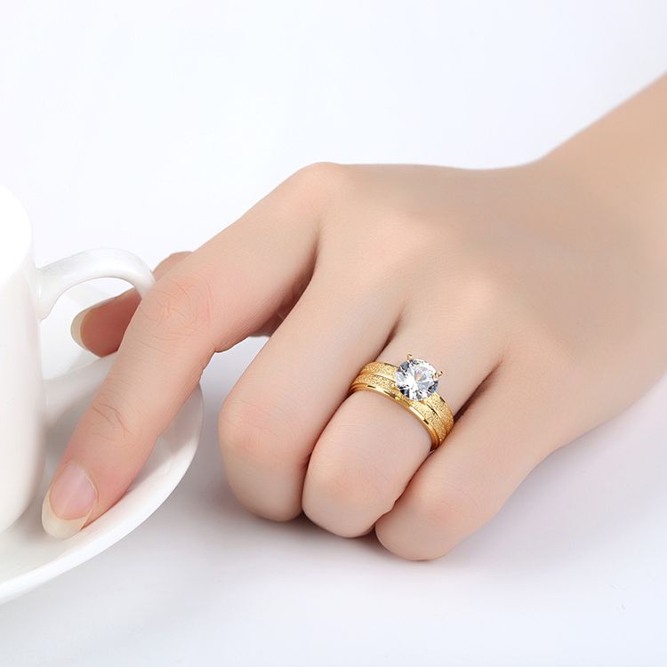 Fashion Four Claw Zirconia Frosted Titanium Women's Ring | EaseWholesale 3