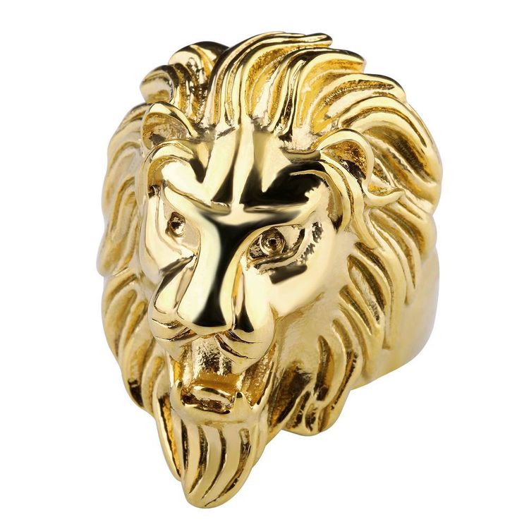 Bully Stainless Steel Lion Head Ring Men's Titanium Lion Ring | EaseWholesale
