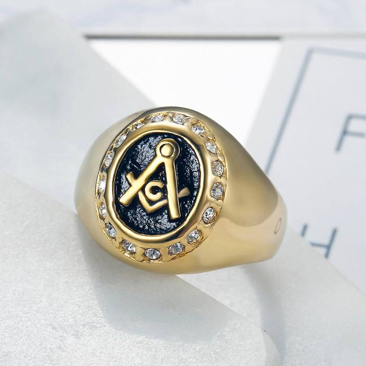 Vintage mysterious Gold Zirconia Men's Titanium Ring | EaseWholesale 1 Vintage mysterious Gold Zirconia Men's Titanium Ring | EaseWholesale 1