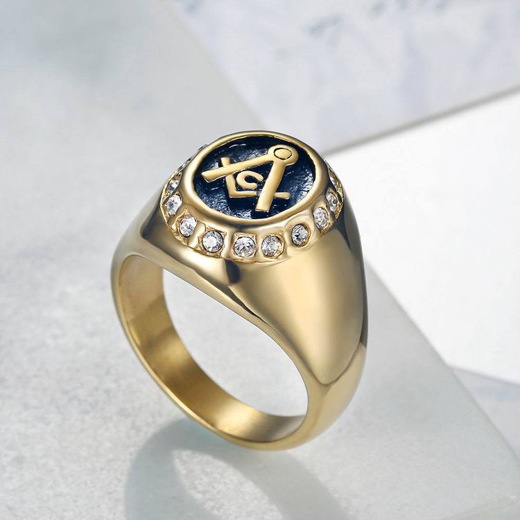 Vintage mysterious Gold Zirconia Men's Titanium Ring | EaseWholesale 2 Vintage mysterious Gold Zirconia Men's Titanium Ring | EaseWholesale 2