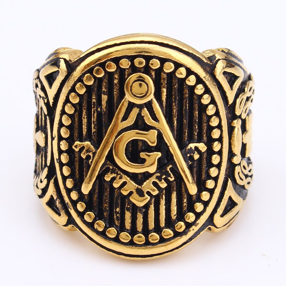 Retro Yellow Gold mysterious Pattern Men's Titanium Ring Wholesale | EaseWholesale 1 Retro Yellow Gold mysterious Pattern Men's Titanium Ring Wholesale | EaseWholesale 1
