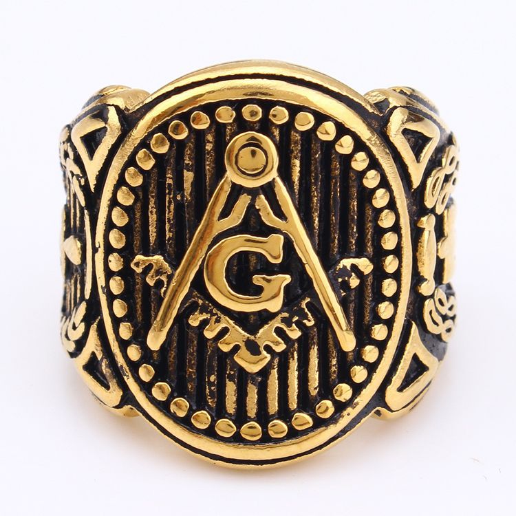 Retro Yellow Gold mysterious Pattern Men's Titanium Ring Wholesale | EaseWholesale 1 Retro Yellow Gold mysterious Pattern Men's Titanium Ring Wholesale | EaseWholesale 1
