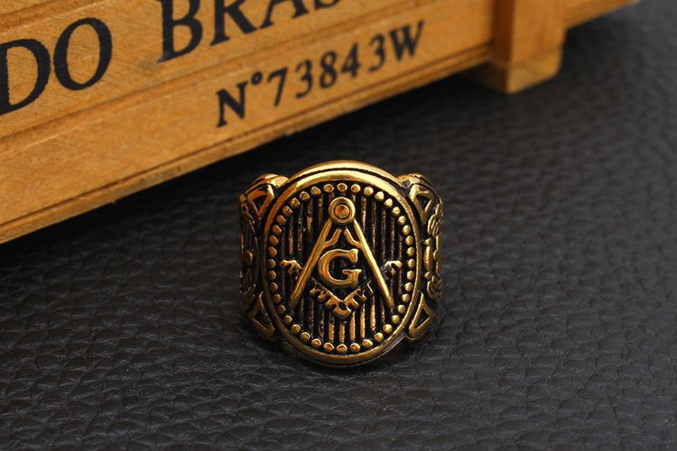 Retro Yellow Gold mysterious Pattern Men's Titanium Ring Wholesale | EaseWholesale 3 Retro Yellow Gold mysterious Pattern Men's Titanium Ring Wholesale | EaseWholesale 3