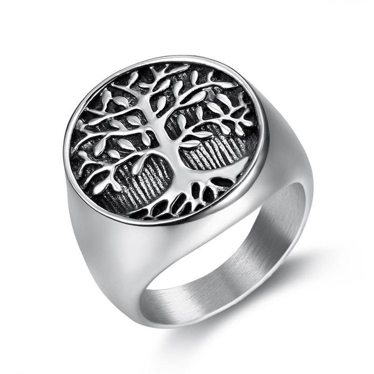 Creative Tree of Life Ring Titanium Steel Cast Men's Ring | EaseWholesale