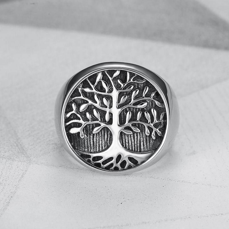Creative Tree of Life Ring Titanium Steel Cast Men's Ring | EaseWholesale 1