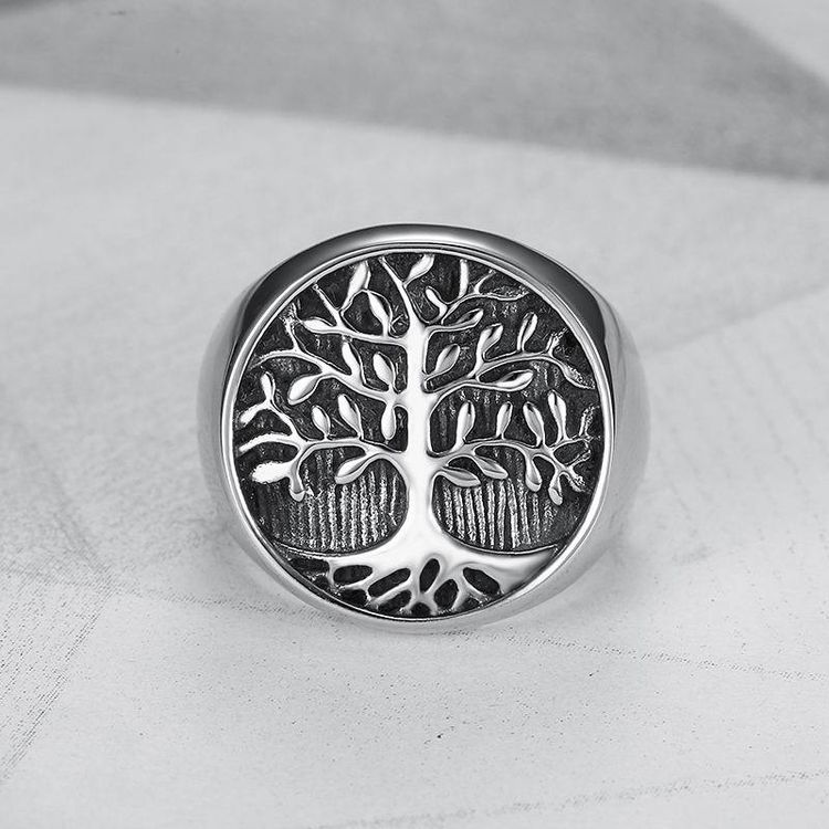 Creative Tree of Life Ring Titanium Steel Cast Men's Ring | EaseWholesale