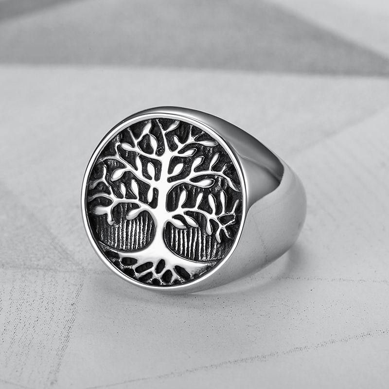 Creative Tree of Life Ring Titanium Steel Cast Men's Ring | EaseWholesale 3